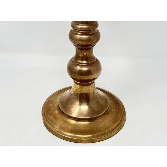 Candleholder Vintage Large Heavy Solid Brass Rustic Boho Country Pillar Style - Picture 4 of 9